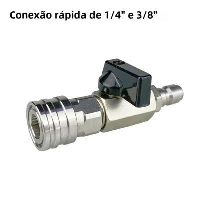 Imagem de Válvula de Esfera de Alta Pressão 1/4" - Conector Rápido Liga/Desliga 4500 PSI para Lavadora