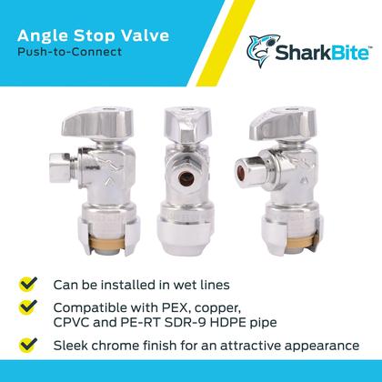 Imagem de Válvula de parada SharkBite Ângulo de compressão de 1/2 x 1/4 de polegada