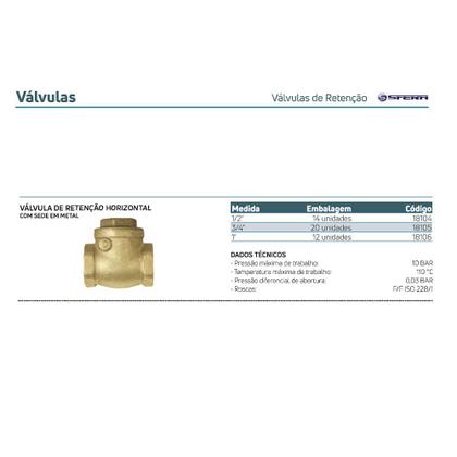 Imagem de Válvula De Retenção Horizontal C/ Sede Em Metal 1 Emmeti