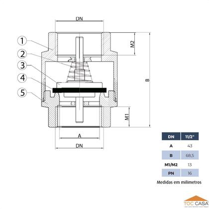 Imagem de Válvula De Retenção Vertical/horizontal 1.1/2 Ivm Italy