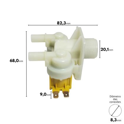 Imagem de Válvula Entrada de Água Dupla Compatível com Lavadora Brastemp 11kg Inox (127V) BWL11AR