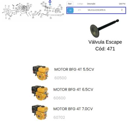 Imagem de Válvula Escape P/ Motor BFG(E) 7.0cv - Original Buffalo