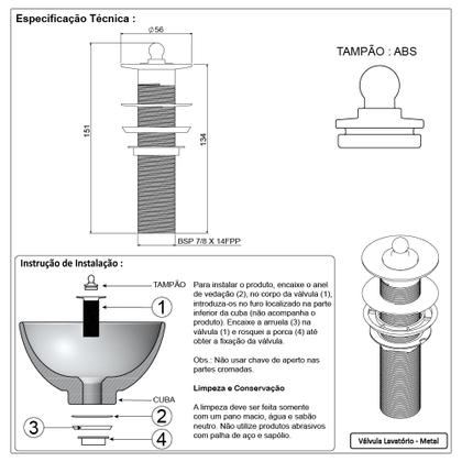 Imagem de Válvula Escoamento Lavatório Banheiro Longa com Tampa Para Cuba Sobrepor Dourado Gold Fosco Luxo Metal 7/8"