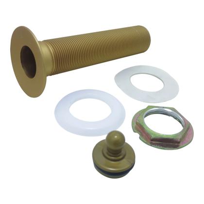 Imagem de Válvula Escoamento Lavatório Banheiro Longa com Tampa Para Cuba Sobrepor Dourado Gold Fosco Luxo Metal 7/8"