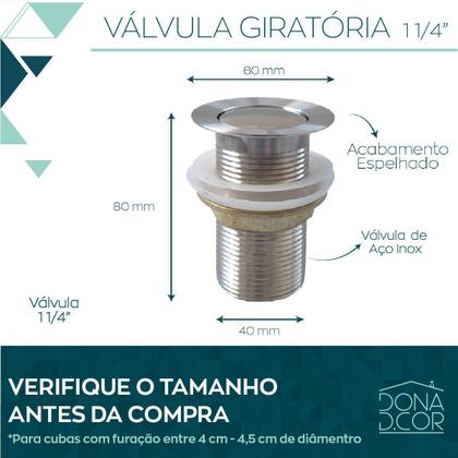 Imagem de Válvula Inox 1 1/4 Ralo Pia Banheiro Lavatório Cuba Lavabo