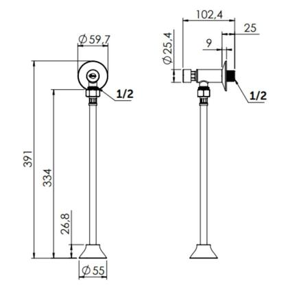 Imagem de Válvula P Mictório Blukit Temporizada C Canopla e Flexível
