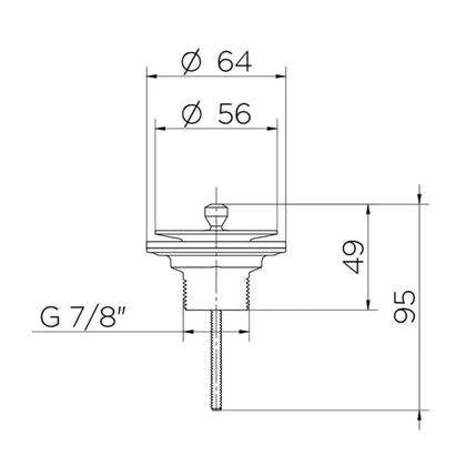 Imagem de Válvula para Lavatório Docol Universal Arte 004863CE Ônix