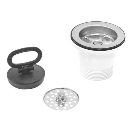 Imagem de Valvula para Pia e Cuba Tramontina em Aço Inox e Polipropileno Economica sem Escape 3"