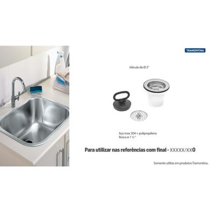 Imagem de Valvula para Pia e Cuba Tramontina em Aço Inox e Polipropileno Economica sem Escape 3"