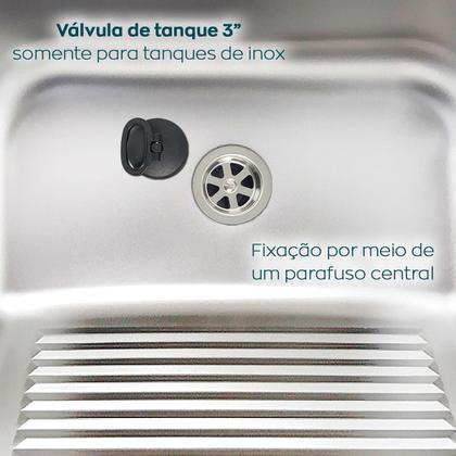 Imagem de Valvula Para Tanque De Inox 3 Polegadas Com Tampa Ralo Escoamento 70mm Lavanderia Ralo Inox Abs Valvula 3”