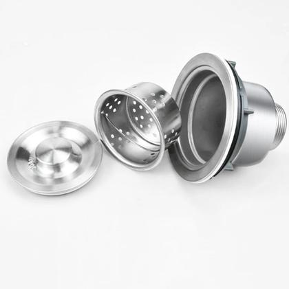 Imagem de Valvula Pia Cozinha 4 1/2 Inox 304 Com Cesto Removível Ralo