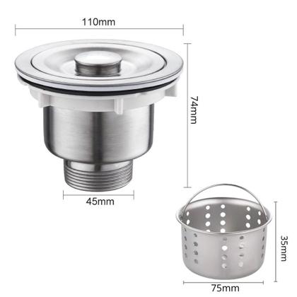 Imagem de Valvula Pia Cozinha 4 1/2 Inox 304 Com Cesto Removível Ralo