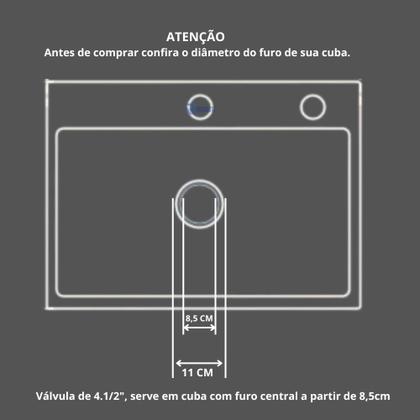 Imagem de Valvula Pia Cozinha 4 1/2 Inox 304 Com Cesto Removível Ralo