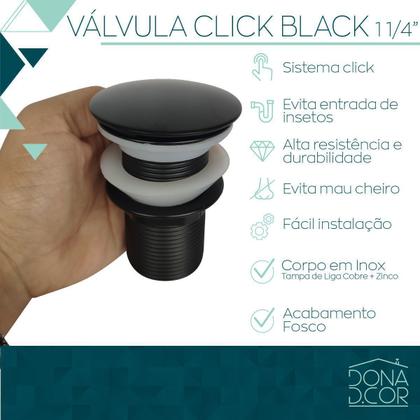 Imagem de Valvula Preta Click 1 1/4 Inox Banheiro Ralo Pia Preto Black Louça Cuba