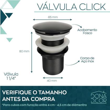 Imagem de Valvula Preta Click 1 1/4 Inox Banheiro Ralo Pia Preto Black Louça Cuba