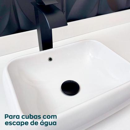 Imagem de Valvula Preta Click Com Ladrao 7/8 Inox Ralo De Pia Cuba Banheiro Com Escape Dreno Escoamento 3cm Lavatório Lavabo Luxo 