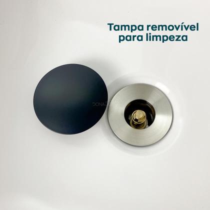 Imagem de Valvula Preta Click Com Ladrao 7/8 Inox Ralo De Pia Cuba Banheiro Com Escape Dreno Escoamento 3cm Lavatório Lavabo Luxo 