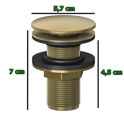 Imagem de Válvula Ralo Click Dourado Pia Lavatório Cuba 100% Metal 7/8