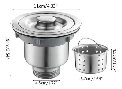 Imagem de Válvula Ralo Para Pia Cozinha Inox 4.1/2 Com Cesto Removível