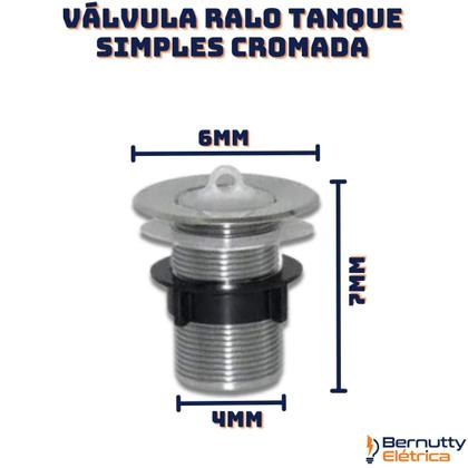 Imagem de Válvula Ralo Tanque Simples Abs Cromada