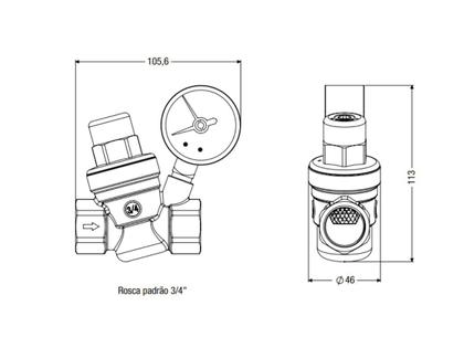 Imagem de VALVULA REDUTORA DE PRESSAO COM MANOMETRO CENSI 3/4"x1/2" 9666