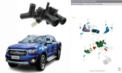 Imagem de Valvula termostatica com carcaca e sensor temperatura ford ranger 2013 a 2020 2.2 / 3.2 diesel - original ford - bb3q8a586ab