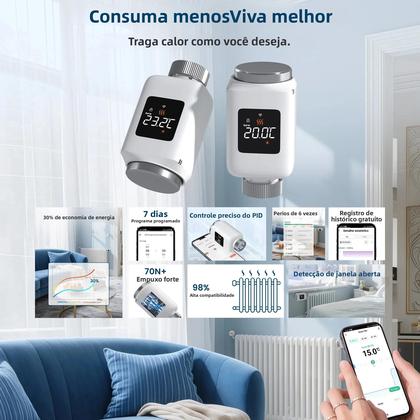 Imagem de Válvula Termostática Inteligente Para Radiador ZigBee WiFi TRV Compatível Com Alexa E Google Home