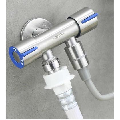 Imagem de Válvula triangular para torneira de banheiro, uma em duas saídas, válvula triangular de três vias, controle duplo, inter