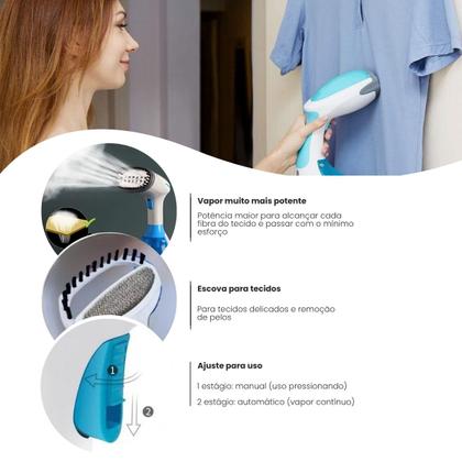 Imagem de Vaporizador Steamer Ferro Vertical 220v Portátil Desamassador Antiaderente 1100w Não Gruda Nem Queima Roupa
