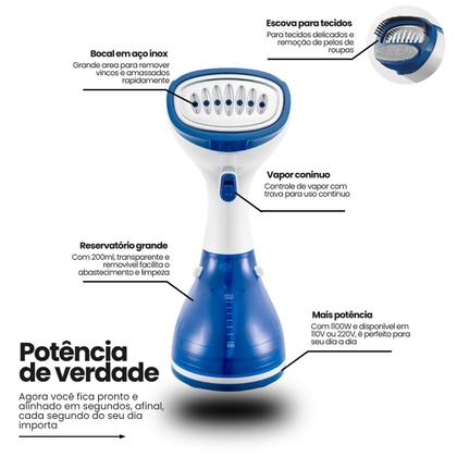 Imagem de Vaporizador Steamer Ferro Vertical 220v Portátil Desamassador Antiaderente 1100w Não Gruda Nem Queima Roupa