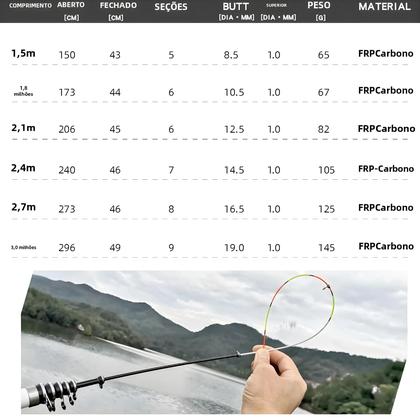 Imagem de Vara de Pesca Telescópica de Fibra de Carbono 3m-1,5m - Ideal para Pesca Spinning, Fly, Carp e Feeder