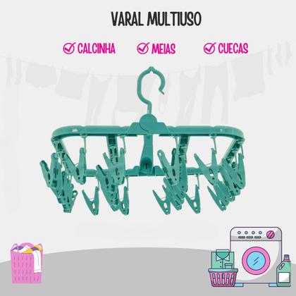 Imagem de Varal 26 Prendedores Multisuo Para Roupas Intimas Cueca Calcinha Meia De Apartamento Lavanderia