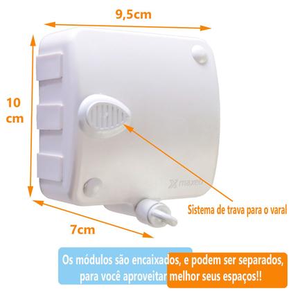 Imagem de Varal 3 Modulo 18m Resistente Automatico Branco Retratil