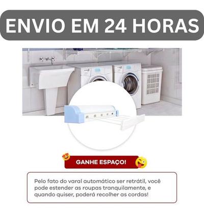 Imagem de Varal Automático 5 Cordas Retrátil Parede 4,1 Metros Home Utilities Branco