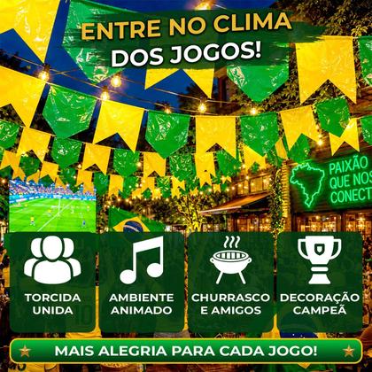 Imagem de Varal Bandeirinha Plástico Verde Amarelo 10 Metros Brasil Copa do Mundo Festa Junina Decoração