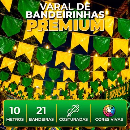Imagem de Varal Bandeirinha Plástico Verde Amarelo 10 Metros Brasil Copa do Mundo Festa Junina Decoração