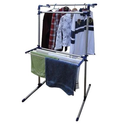 Imagem de Varal chao ajustavel arara aco roupas secador cabideiro
