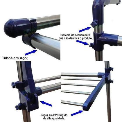 Imagem de Varal Chao Em Aco Ajustavel Arara Roupas Secador Cabideiro Inox Multiuso