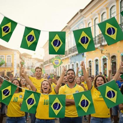 Imagem de Varal com 7 Bandeirinhas do Brasil Copa do Mundo 5 Metros Kit:1
