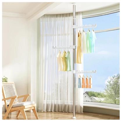 Imagem de Varal de Apartamento Cabideiro Vertical Arara de Roupas com 4 Braços Multiuso Branco