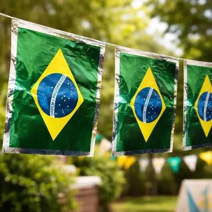 Imagem de Varal De Bandeiras Do Brasil Metalizado 10m