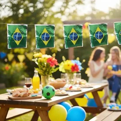 Imagem de Varal De Bandeiras Do Brasil Metalizado 10m