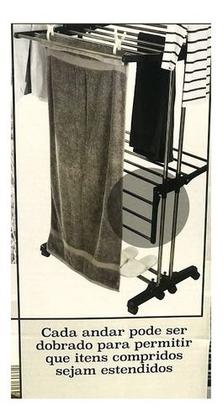 Imagem de Varal De Chão 3 Andares Aço Inox Móvel E Dobravel