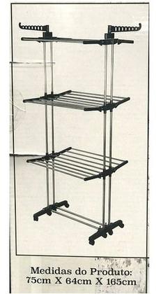 Imagem de Varal De Chão 3 Andares Aço Inox Móvel E Dobravel
