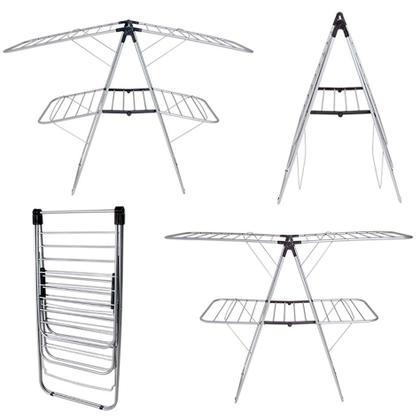 Imagem de Varal De Chão Aço Duplo Dobrável Roupas Com Abas Grande - Mor