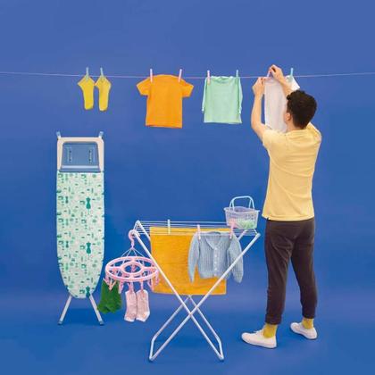 Imagem de Varal De Chao Aluminio Secar Roupas Lavanderia Apartamento 80cm Dobrável Retrátil 16kg