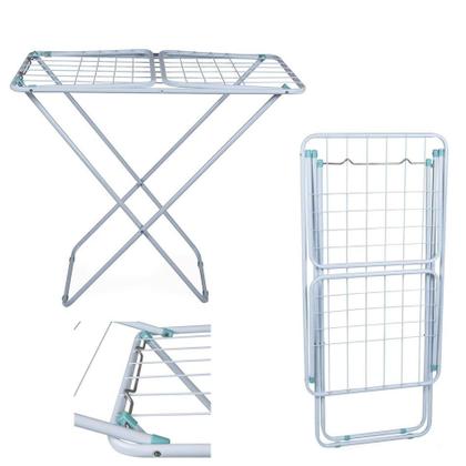 Imagem de Varal De Chão Com Abas 144 x 50cm Alumínio Roupas Dobrável Slim 6046 - Mor