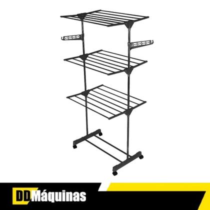 Imagem de Varal de Chão Dobrável 3 Andares em Aço Inox Grande FST101