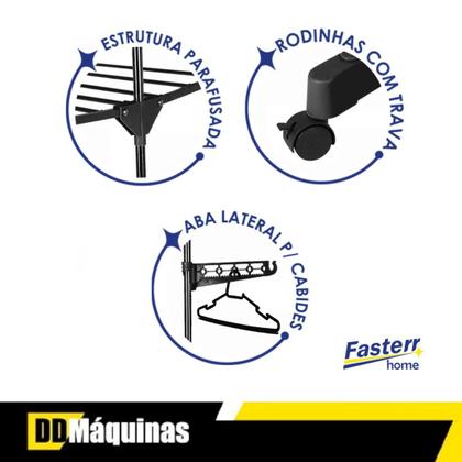 Imagem de Varal de Chão Dobrável 3 Andares em Aço Inox Grande FST101