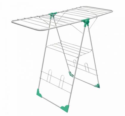 Imagem de Varal de chão grande e resistente em aço atenas branco com 135cm dobravel com regulagem de altura nas abas